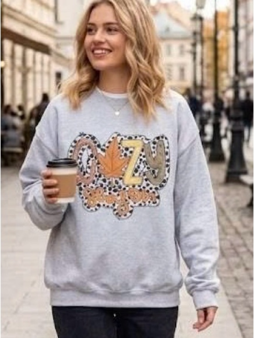 Cozy Season Leopard Print Fall Crewneck Sweatshirt Autumn Leaf Graphic Pullover